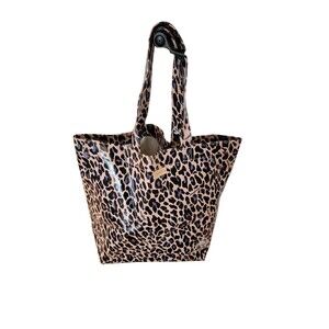 Consuela Leopard Print Tote Bag Large Coated Canvas Gold Logo Shopper